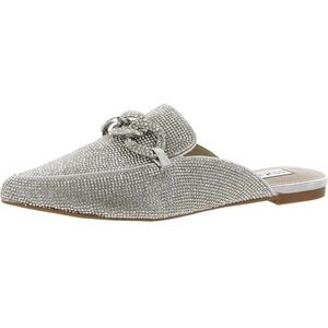 Steve Madden Finn Silver Thornton chain flat slide shoe size 6 point toe